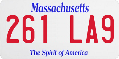 MA license plate 261LA9