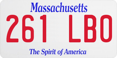 MA license plate 261LB0