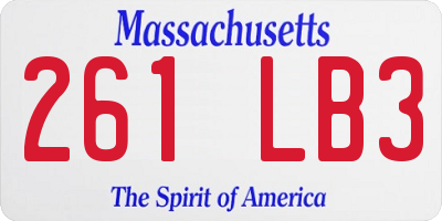 MA license plate 261LB3