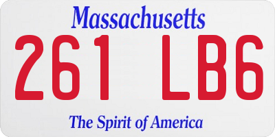 MA license plate 261LB6