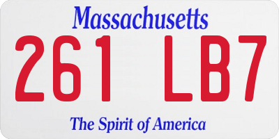 MA license plate 261LB7