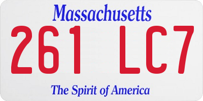 MA license plate 261LC7