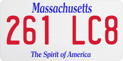 MA license plate 261LC8