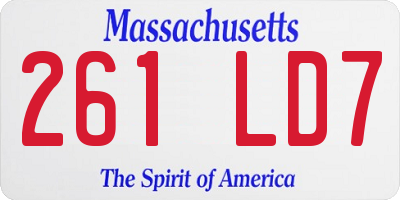 MA license plate 261LD7