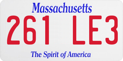 MA license plate 261LE3