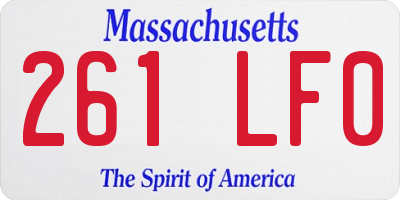 MA license plate 261LF0