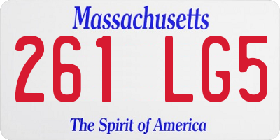 MA license plate 261LG5