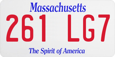 MA license plate 261LG7