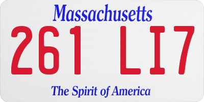 MA license plate 261LI7