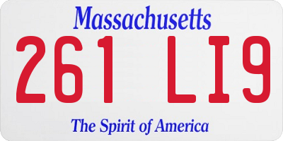 MA license plate 261LI9
