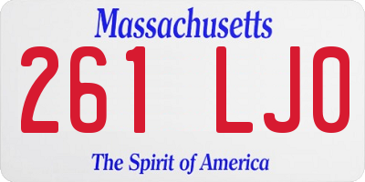 MA license plate 261LJ0