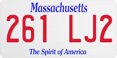 MA license plate 261LJ2