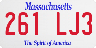 MA license plate 261LJ3