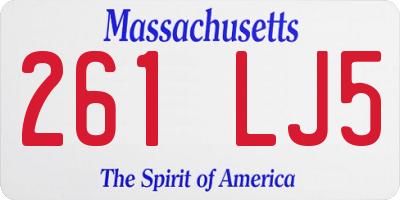 MA license plate 261LJ5