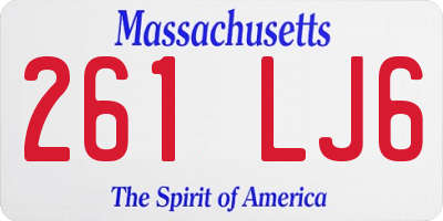 MA license plate 261LJ6