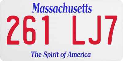 MA license plate 261LJ7