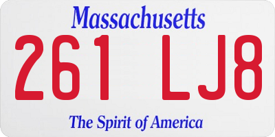 MA license plate 261LJ8