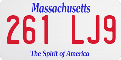 MA license plate 261LJ9