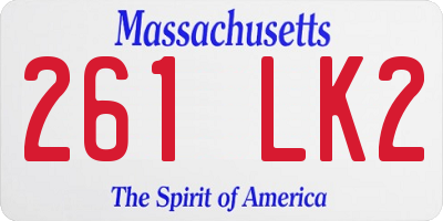 MA license plate 261LK2