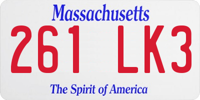 MA license plate 261LK3