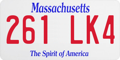 MA license plate 261LK4