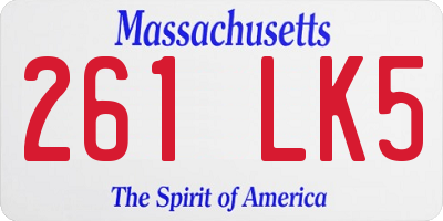 MA license plate 261LK5