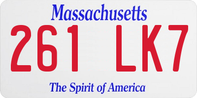 MA license plate 261LK7