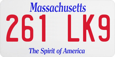 MA license plate 261LK9