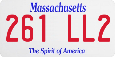 MA license plate 261LL2