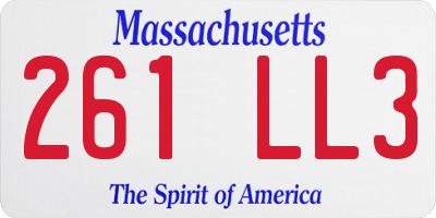 MA license plate 261LL3