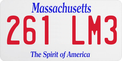 MA license plate 261LM3