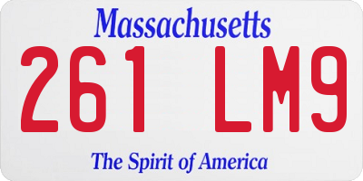 MA license plate 261LM9