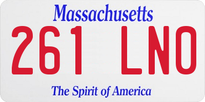 MA license plate 261LN0