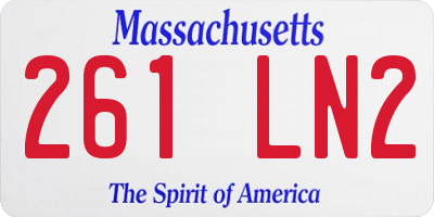 MA license plate 261LN2