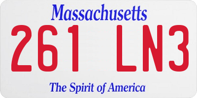 MA license plate 261LN3