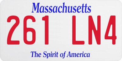 MA license plate 261LN4