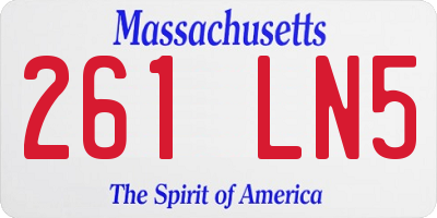MA license plate 261LN5
