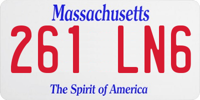 MA license plate 261LN6
