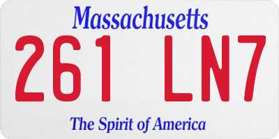 MA license plate 261LN7