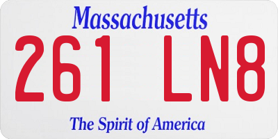 MA license plate 261LN8