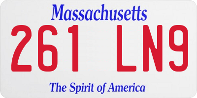 MA license plate 261LN9