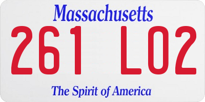 MA license plate 261LO2