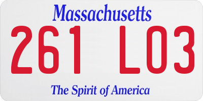 MA license plate 261LO3