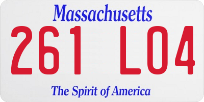 MA license plate 261LO4