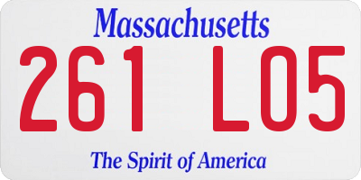 MA license plate 261LO5