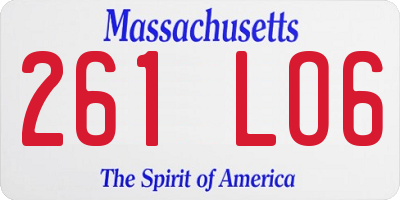MA license plate 261LO6