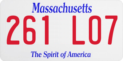 MA license plate 261LO7