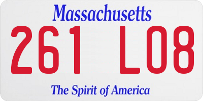 MA license plate 261LO8