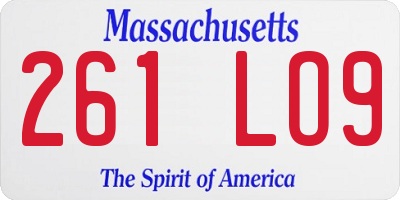 MA license plate 261LO9