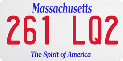 MA license plate 261LQ2